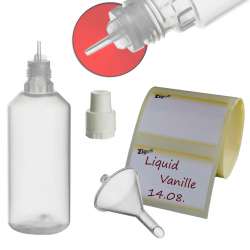 ZigoN 12 x 100ml LDPE Liquid-Flaschen + Trichter + Etiketten in Markenqualitt Deckel-Farbe 1:  WEISS