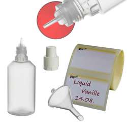 ZigoN 12 x 50ml LDPE Liquid-Flaschen + Trichter + Etiketten in Markenqualitt Deckel-Farbe 1:  WEISS