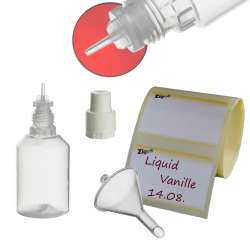 ZigoN 12 x 30ml LDPE Liquid-Flaschen + Trichter + Etiketten in Markenqualitt Deckel-Farbe 1:  WEISS