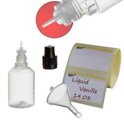 ZigoN 12 x 30ml LDPE Liquid-Flaschen + Trichter + Etiketten in Markenqualitt Deckel-Farbe 2:  SCHWARZ