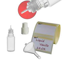 ZigoN 12 x 10ml LDPE Liquid-Flaschen + Trichter + Etiketten in Markenqualitt Deckel-Farbe 1:  WEISS
