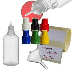ZigoN 12 x 50ml LDPE Liquid-Flaschen + Trichter + Etiketten in Markenqualitt Deckel-Farbe 5:  GEMISCHT