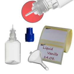 ZigoN 12 x 30ml LDPE Liquid-Flaschen + Trichter + Etiketten in Markenqualitt Deckel-Farbe 4:  BLAU
