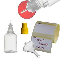 ZigoN 12 x 30ml LDPE Liquid-Flaschen + Trichter + Etiketten in Markenqualitt Deckel-Farbe 7:  GELB